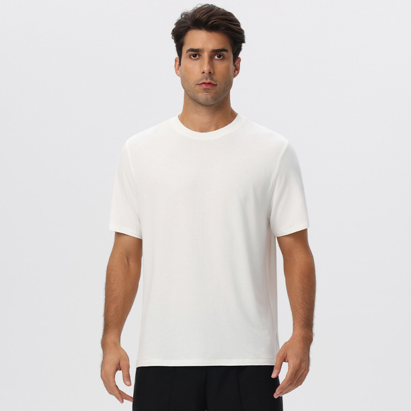 Natural bamboo fiber men's antibacterial quick-drying sports T-shirt, loose fit, breathable, running, outdoor casual short sleeve, 61201
