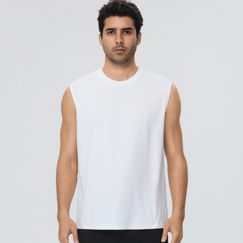 Men's Loose-fitting Sports Vest, Lightweight Cotton-feeling, Quick-drying, Wide-shoulder Sleeveless Fitness Wear, Outdoor Running Top 61145