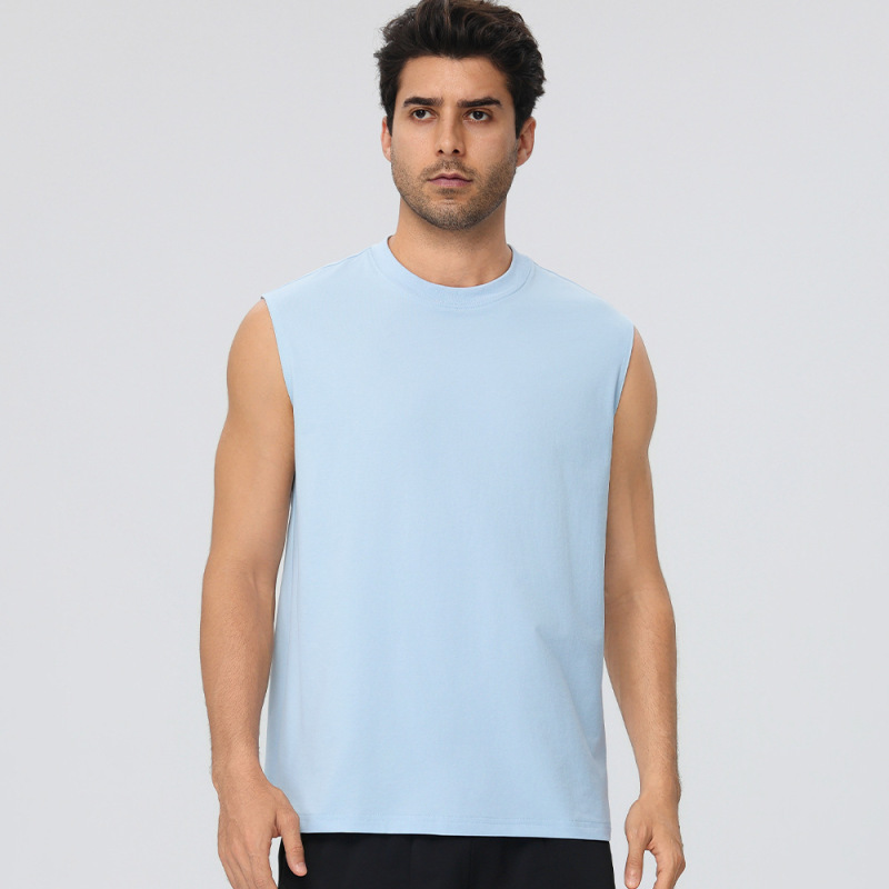 Men's Loose-fitting Sports Vest, Lightweight Cotton-feeling, Quick-drying, Wide-shoulder Sleeveless Fitness Wear, Outdoor Running Top 61145