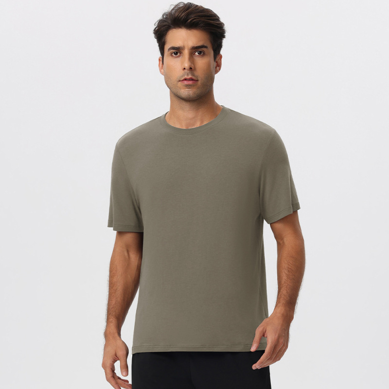 Natural bamboo fiber men's antibacterial quick-drying sports T-shirt, loose fit, breathable, running, outdoor casual short sleeve, 61201