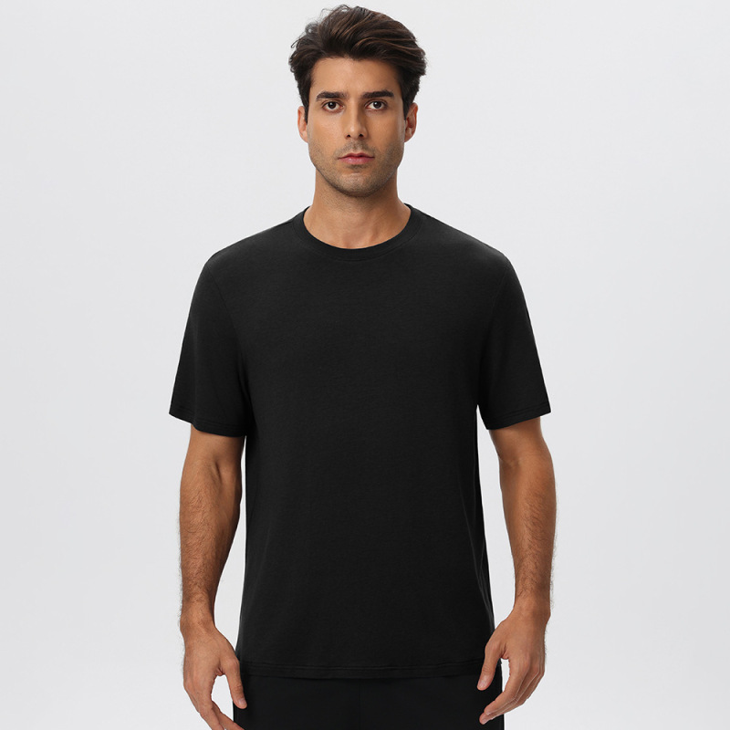 Natural bamboo fiber men's antibacterial quick-drying sports T-shirt, loose fit, breathable, running, outdoor casual short sleeve, 61201
