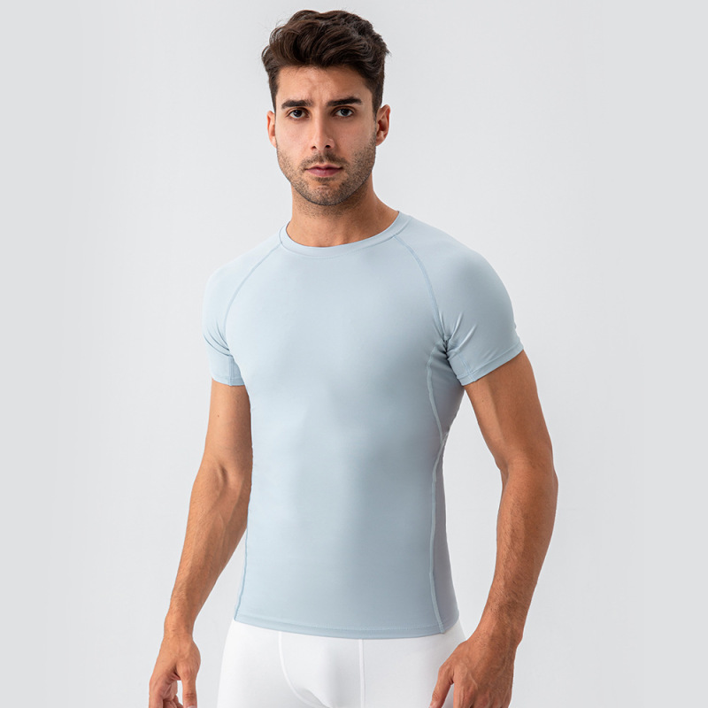 Men's Yoga Sports Short-Sleeve T-Shirt, Fitted, Lightweight, Breathable, Quick-Drying, Running Top, 31227