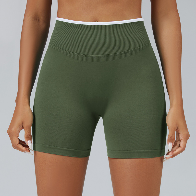 RY-3006-DK Seamless Color-blocked Yoga Shorts