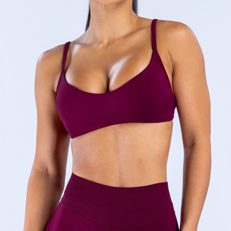 Cross-border European and American seamless yoga bra, quick-drying, tight-fitting sports running fitness bra, camisole, backless sports underwear