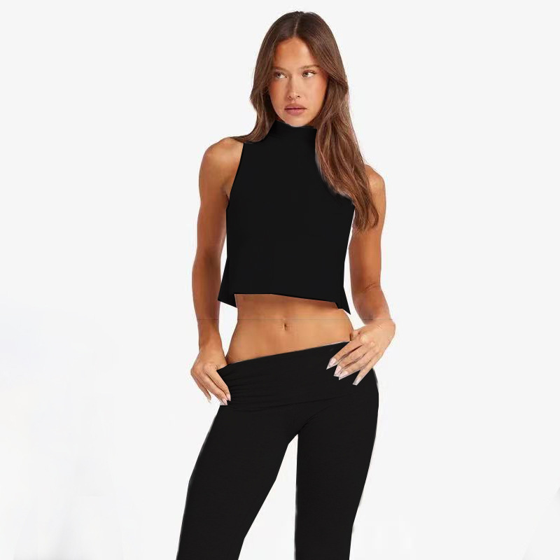 Amazon cross-border e-commerce women's yoga set, high-waisted collared quick-drying training flared pants