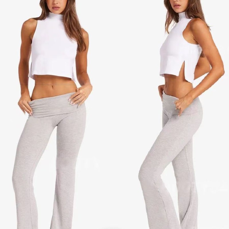 Amazon cross-border e-commerce women's yoga set, high-waisted collared quick-drying training flared pants
