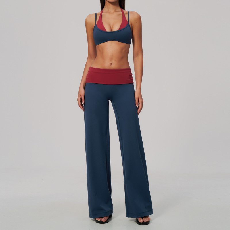 Zechuang New Style Yoga Suit Set, Color Block Faux Two-Piece, High-Waisted, Tummy Control, Running, Sports, Quick-Drying Fitness Suit, Women's, 2585