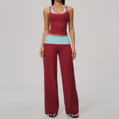 2585 vest + 2585-2 wide-leg pants — pomegranate red and blue