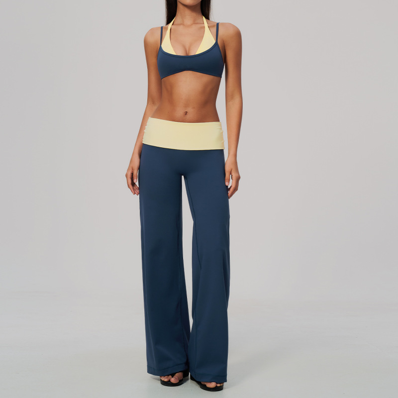 Zechuang New Style Yoga Suit Set, Color Block Faux Two-Piece, High-Waisted, Tummy Control, Running, Sports, Quick-Drying Fitness Suit, Women's, 2585