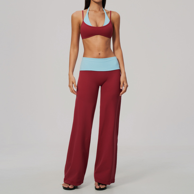 Zechuang New Style Yoga Suit Set, Color Block Faux Two-Piece, High-Waisted, Tummy Control, Running, Sports, Quick-Drying Fitness Suit, Women's, 2585