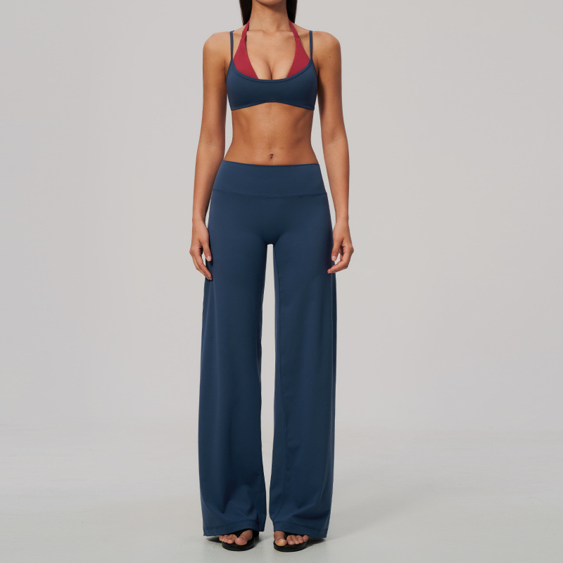 2026 New Cross-Border Color Block Fitness Set, Quick-Drying, Breathable, Hip-Lifting, High-Waisted, Slightly Flared Yoga Suit for Women, 2585