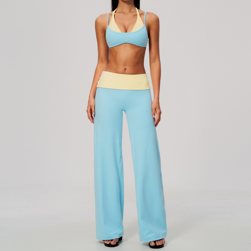 Zechuang New Style Yoga Suit Set, Color Block Faux Two-Piece, High-Waisted, Tummy Control, Running, Sports, Quick-Drying Fitness Suit, Women's, 2585