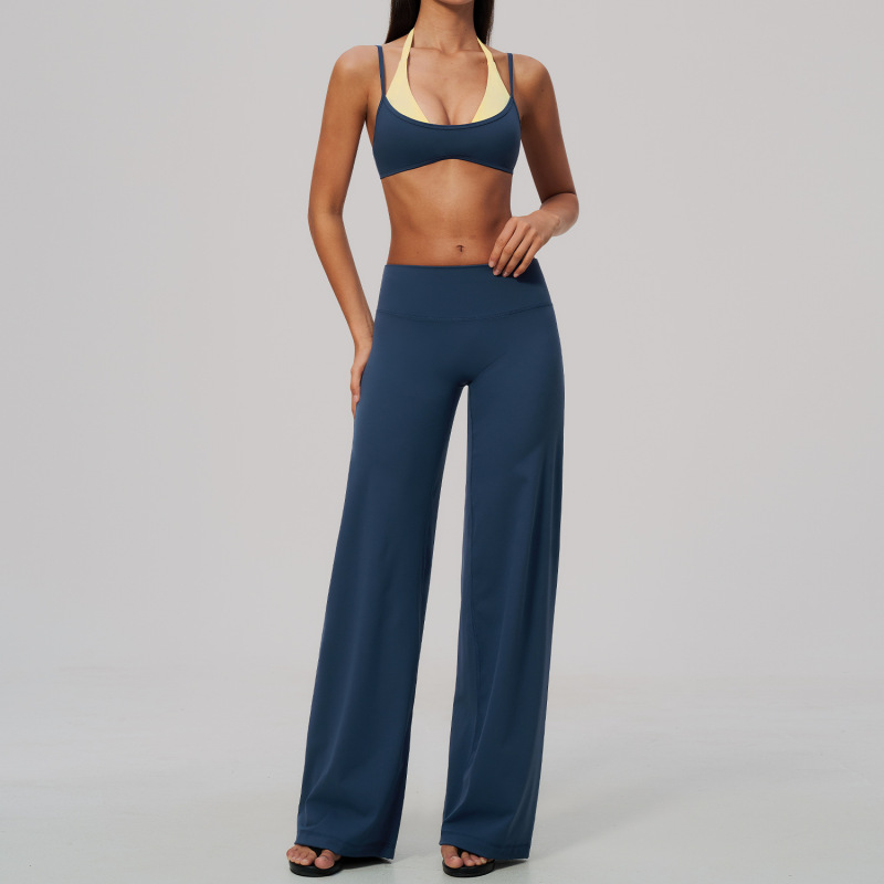2026 New Cross-Border Color Block Fitness Set, Quick-Drying, Breathable, Hip-Lifting, High-Waisted, Slightly Flared Yoga Suit for Women, 2585