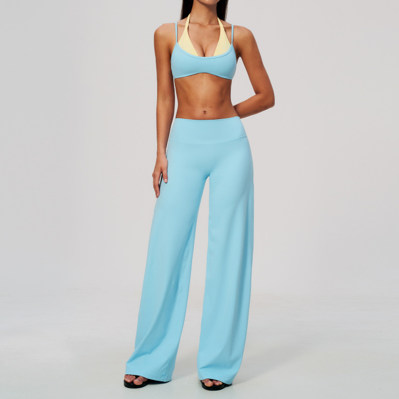 2026 New Cross-Border Color Block Fitness Set, Quick-Drying, Breathable, Hip-Lifting, High-Waisted, Slightly Flared Yoga Suit for Women, 2585
