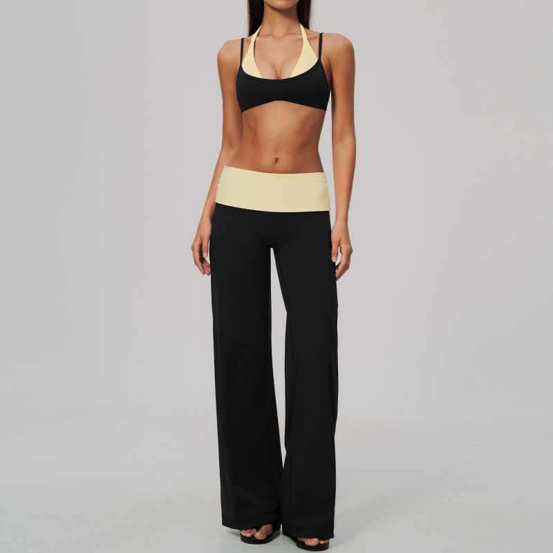 Zechuang New Style Yoga Suit Set, Color Block Faux Two-Piece, High-Waisted, Tummy Control, Running, Sports, Quick-Drying Fitness Suit, Women's, 2585