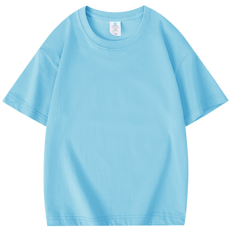 230g Children's Round Neck Pure Cotton T-Shirt, Customizable with Logo Printing, Sports Meet Advertising Shirt, Class Uniform, Summer Camp Short Sleeve