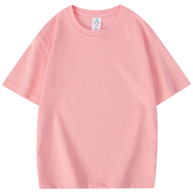 230g Children's Round Neck Pure Cotton T-Shirt, Customizable with Logo Printing, Sports Meet Advertising Shirt, Class Uniform, Summer Camp Short Sleeve