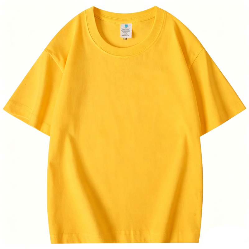 230g Children's Round Neck Pure Cotton T-Shirt, Customizable with Logo Printing, Sports Meet Advertising Shirt, Class Uniform, Summer Camp Short Sleeve