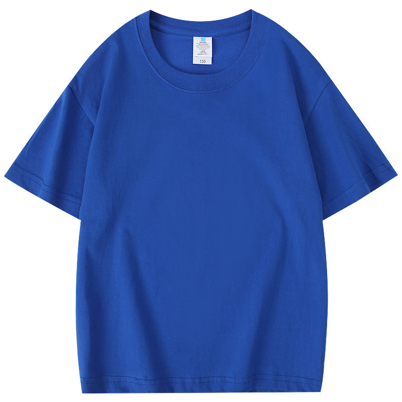 230g Children's Round Neck Pure Cotton T-Shirt, Customizable with Logo Printing, Sports Meet Advertising Shirt, Class Uniform, Summer Camp Short Sleeve