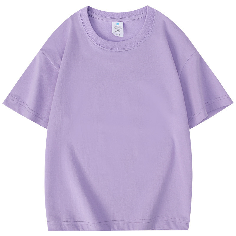 230g Children's Round Neck Pure Cotton T-Shirt, Customizable with Logo Printing, Sports Meet Advertising Shirt, Class Uniform, Summer Camp Short Sleeve