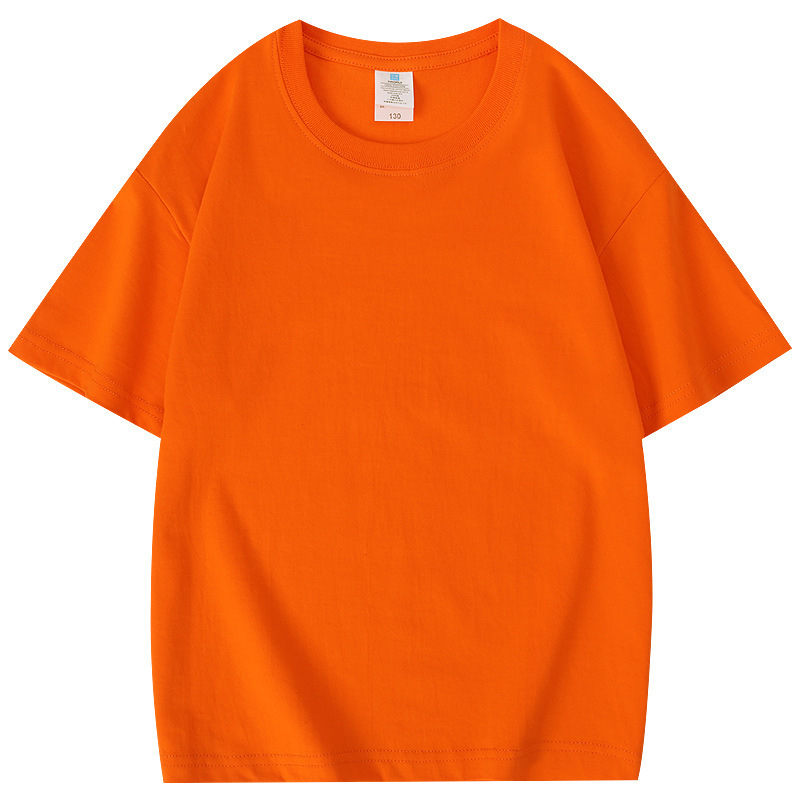 230g Children's Round Neck Pure Cotton T-Shirt, Customizable with Logo Printing, Sports Meet Advertising Shirt, Class Uniform, Summer Camp Short Sleeve