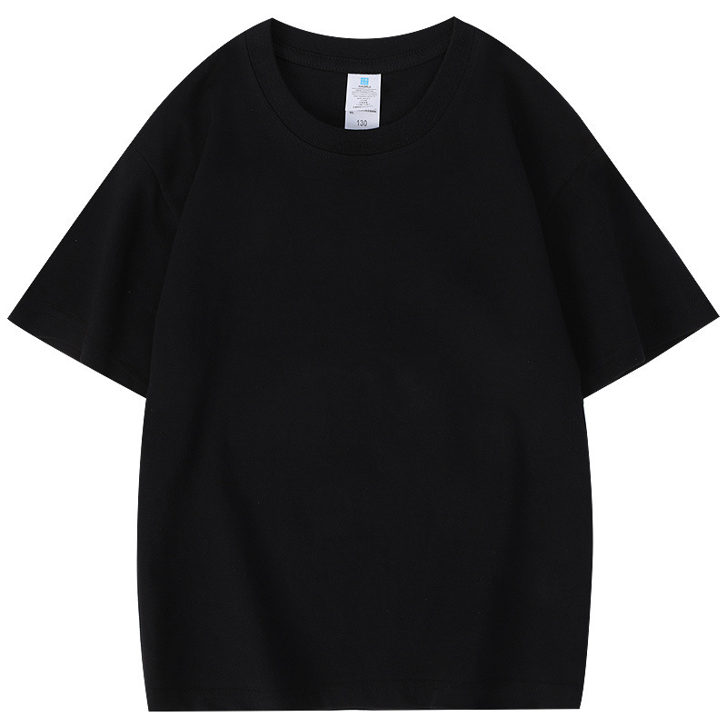 230g Children's Round Neck Pure Cotton T-Shirt, Customizable with Logo Printing, Sports Meet Advertising Shirt, Class Uniform, Summer Camp Short Sleeve