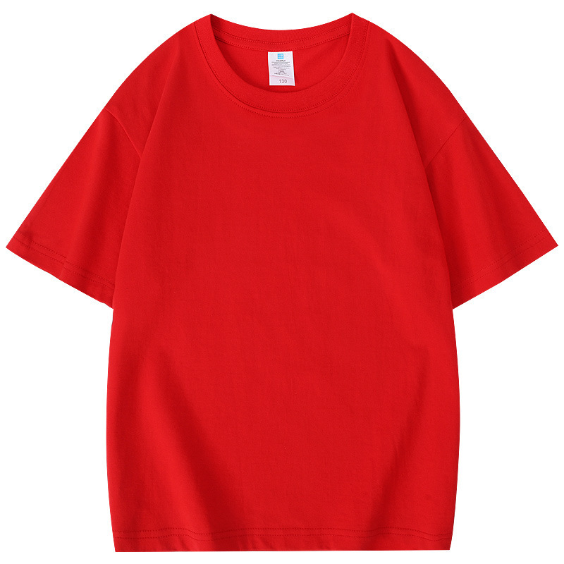 230g Children's Round Neck Pure Cotton T-Shirt, Customizable with Logo Printing, Sports Meet Advertising Shirt, Class Uniform, Summer Camp Short Sleeve