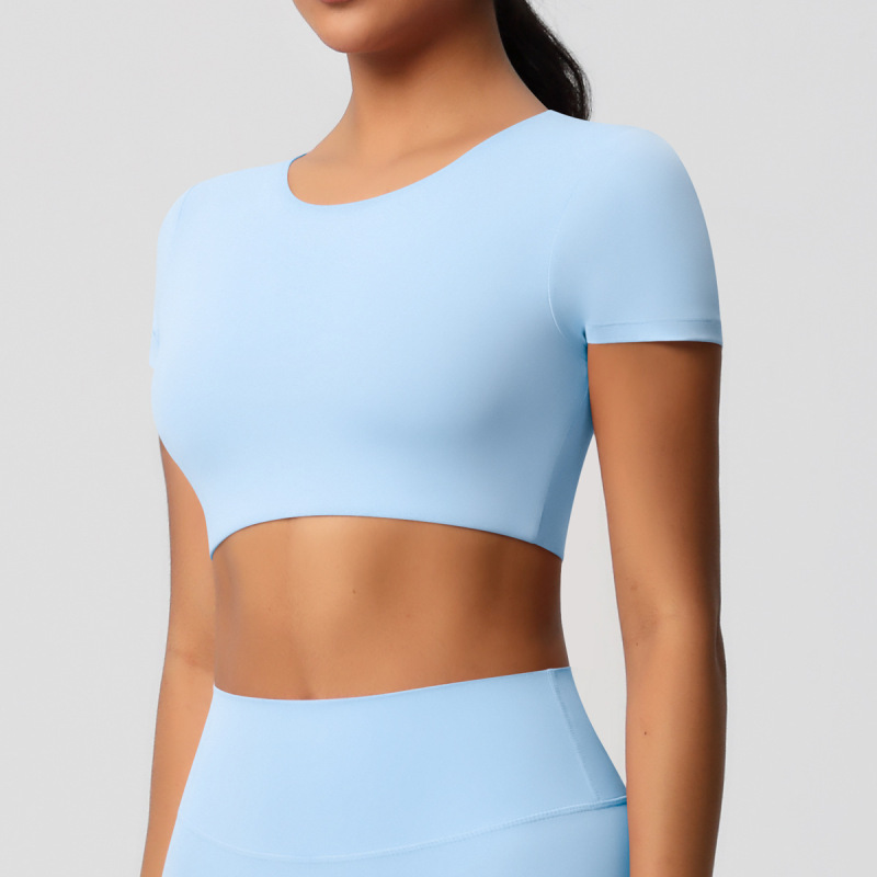 in stock Cross-border Double-sided Sanding Tight Breathable Solid Color Training Yoga Suit Eight-piece Sports Running Fitness Suit for Women