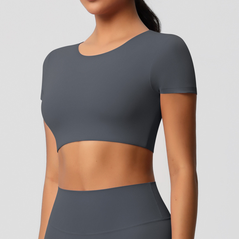 in stock Cross-border Double-sided Sanding Tight Breathable Solid Color Training Yoga Suit Eight-piece Sports Running Fitness Suit for Women