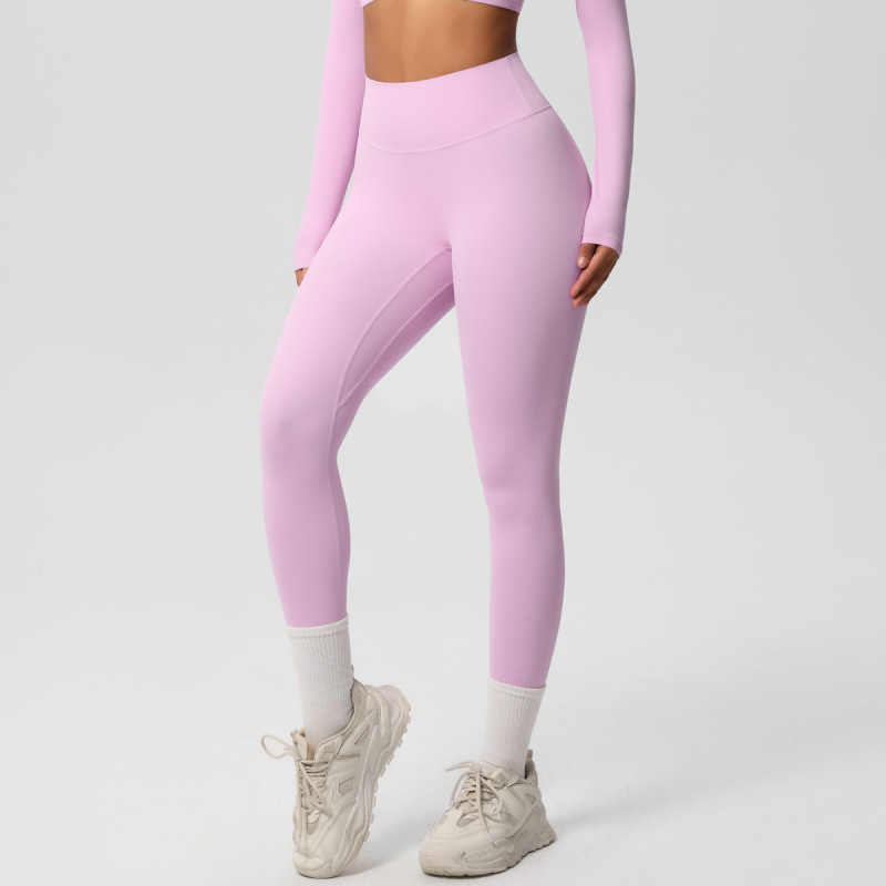 in stock Cross-border Double-sided Sanding Tight Breathable Solid Color Training Yoga Suit Eight-piece Sports Running Fitness Suit for Women