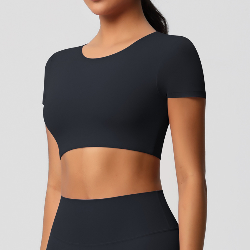 in stock Cross-border Double-sided Sanding Tight Breathable Solid Color Training Yoga Suit Eight-piece Sports Running Fitness Suit for Women