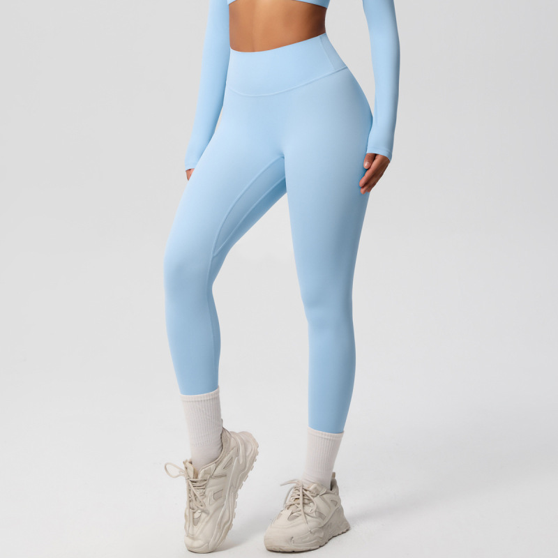 in stock Cross-border Double-sided Sanding Tight Breathable Solid Color Training Yoga Suit Eight-piece Sports Running Fitness Suit for Women