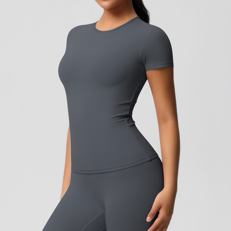 in stock Cross-border Double-sided Sanding Tight Breathable Solid Color Training Yoga Suit Eight-piece Sports Running Fitness Suit for Women