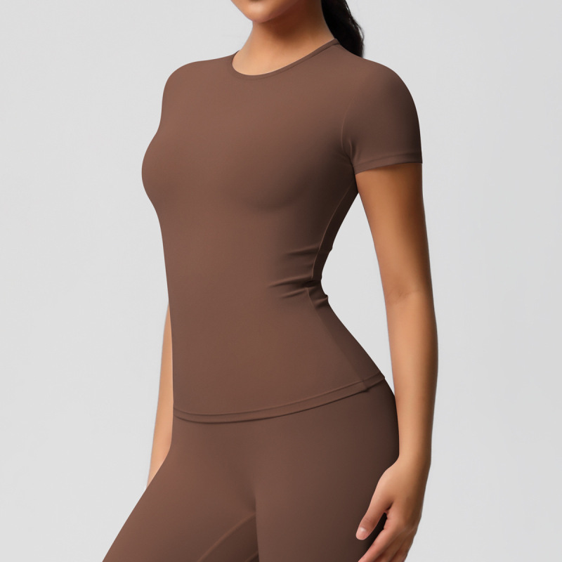 in stock Cross-border Double-sided Sanding Tight Breathable Solid Color Training Yoga Suit Eight-piece Sports Running Fitness Suit for Women