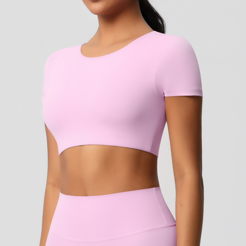 in stock Cross-border Double-sided Sanding Tight Breathable Solid Color Training Yoga Suit Eight-piece Sports Running Fitness Suit for Women