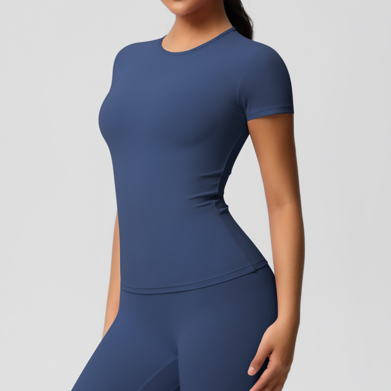 in stock Cross-border Double-sided Sanding Tight Breathable Solid Color Training Yoga Suit Eight-piece Sports Running Fitness Suit for Women