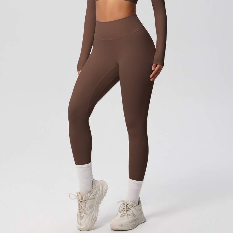 in stock Cross-border Double-sided Sanding Tight Breathable Solid Color Training Yoga Suit Eight-piece Sports Running Fitness Suit for Women