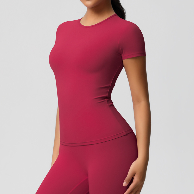 in stock Cross-border Double-sided Sanding Tight Breathable Solid Color Training Yoga Suit Eight-piece Sports Running Fitness Suit for Women
