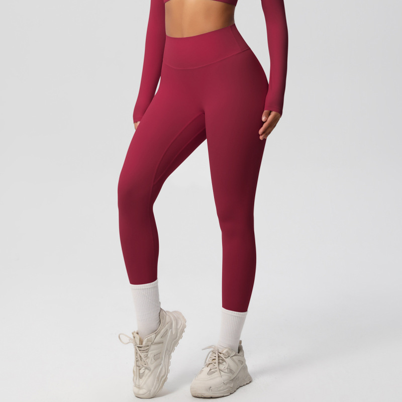 in stock Cross-border Double-sided Sanding Tight Breathable Solid Color Training Yoga Suit Eight-piece Sports Running Fitness Suit for Women
