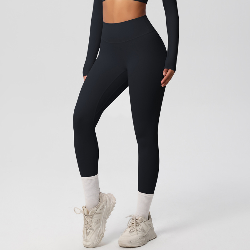 in stock Cross-border Double-sided Sanding Tight Breathable Solid Color Training Yoga Suit Eight-piece Sports Running Fitness Suit for Women