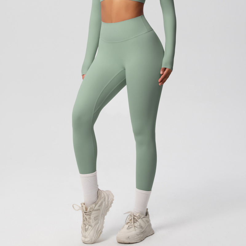 in stock Cross-border Double-sided Sanding Tight Breathable Solid Color Training Yoga Suit Eight-piece Sports Running Fitness Suit for Women