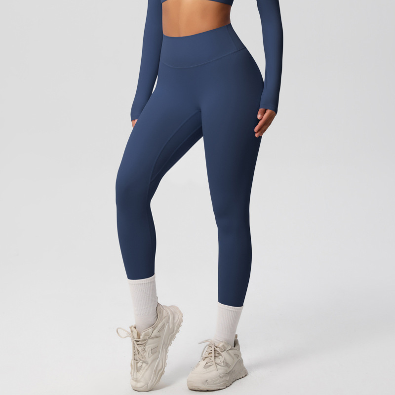 in stock Cross-border Double-sided Sanding Tight Breathable Solid Color Training Yoga Suit Eight-piece Sports Running Fitness Suit for Women