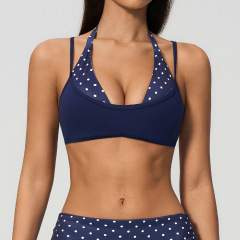 Dark blue with white polka dots
