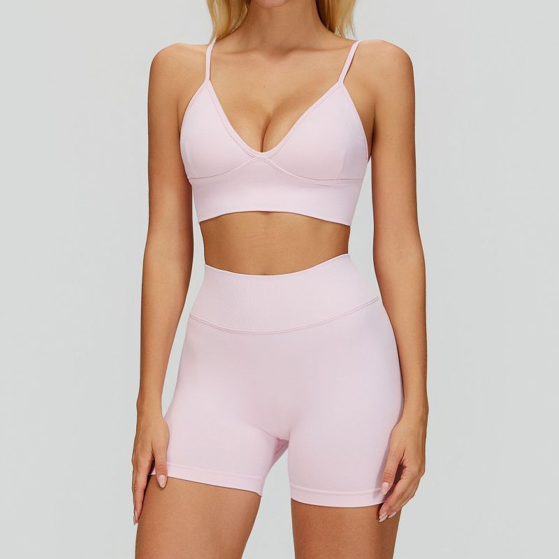 Cross-Border Seamless Tight Yoga Suit Waist Slimming Look Quick-Drying Fitness Suit Outdoor Running Sports Three-Piece Suit 7790