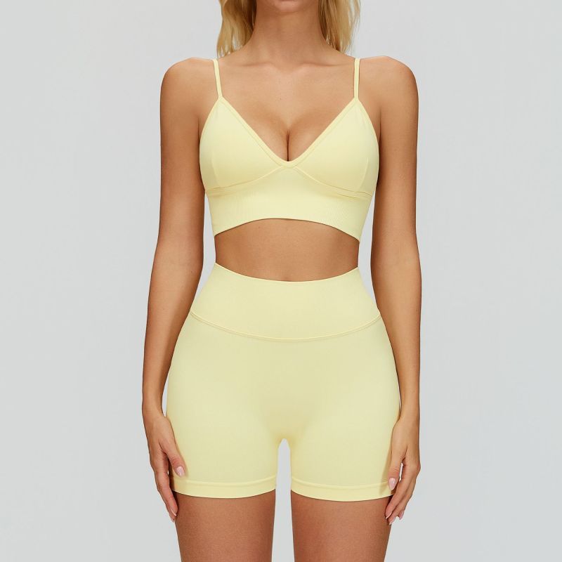 Cross-Border Seamless Tight Yoga Suit Waist Slimming Look Quick-Drying Fitness Suit Outdoor Running Sports Three-Piece Suit 7790