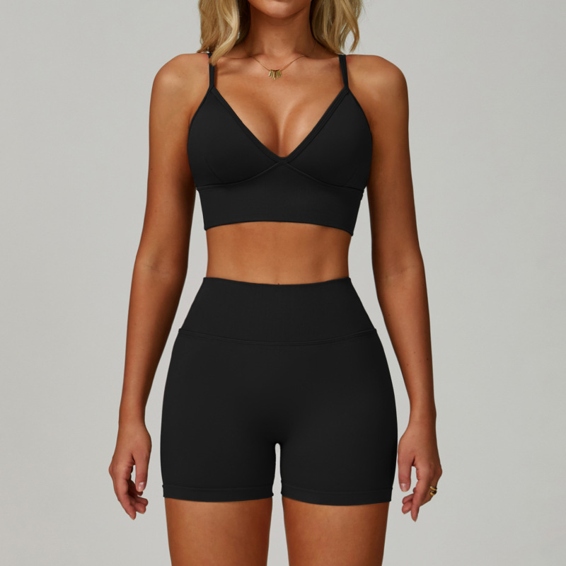 Cross-Border Seamless Tight Yoga Suit Waist Slimming Look Quick-Drying Fitness Suit Outdoor Running Sports Three-Piece Suit 7790