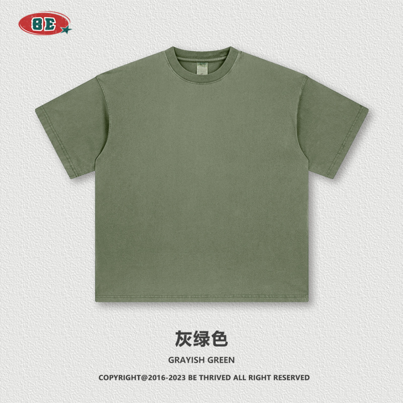 Be Men's Clothing | 2026 American-Style Summer Pure Cotton Retro Solid Color Short-Sleeve Trendy Brand Loose T-Shirt for Teenagers Men