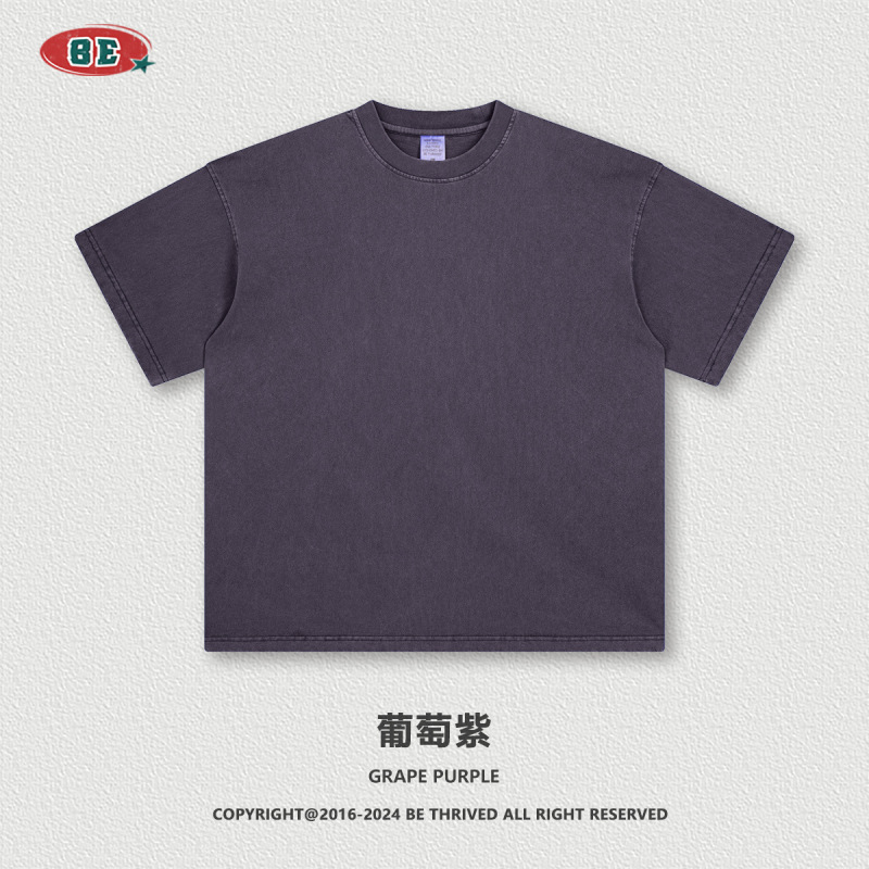 Be Men's Clothing | 2026 American-Style Summer Pure Cotton Retro Solid Color Short-Sleeve Trendy Brand Loose T-Shirt for Teenagers Men