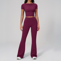 2551 short-sleeve shirt + 2551 bell-bottom pants—indigo purple red