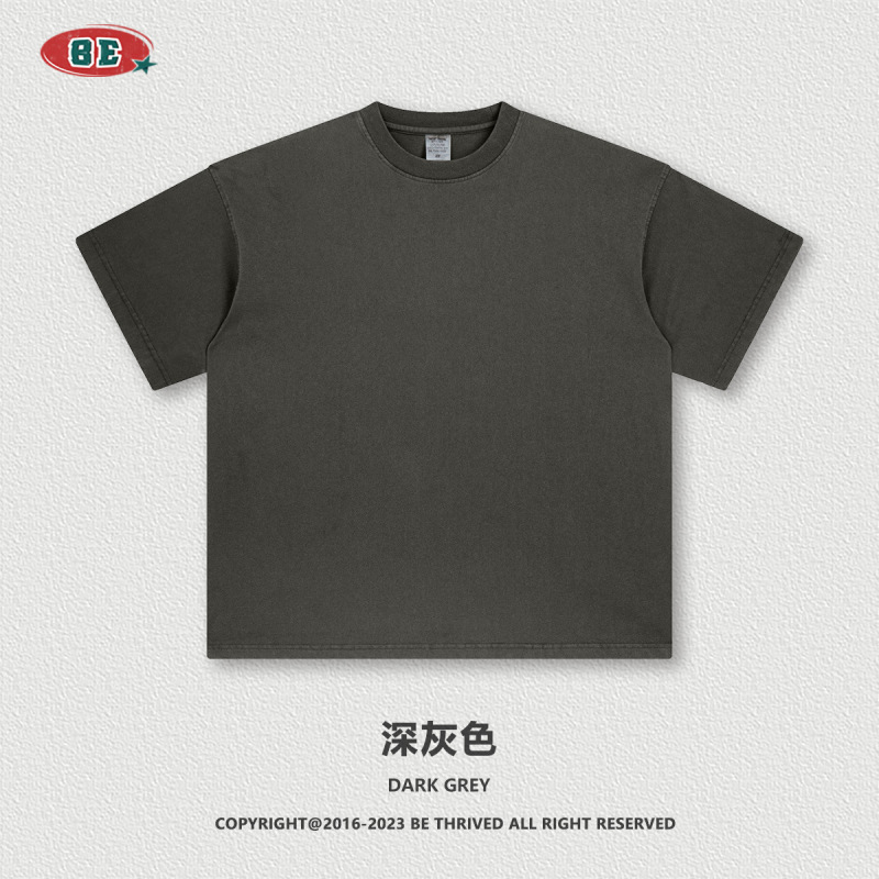 Be Men's Clothing | 2026 American-Style Summer Pure Cotton Retro Solid Color Short-Sleeve Trendy Brand Loose T-Shirt for Teenagers Men